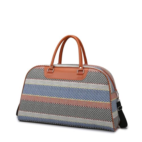Große Kapazität Plaid Damen Hand Reisetasche Schulter Messenger Damen Handtasche(Striped Blue) von TABAGFKFNV