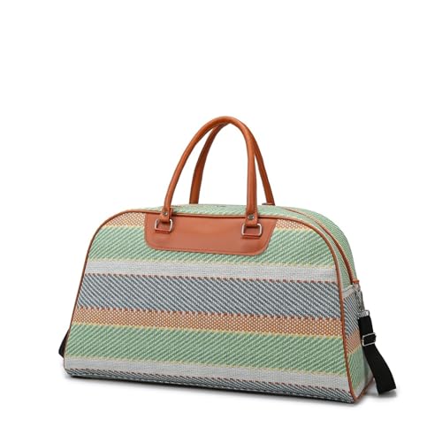 Große Kapazität Plaid Damen Hand Reisetasche Schulter Messenger Damen Handtasche(Striped Green) von TABAGFKFNV