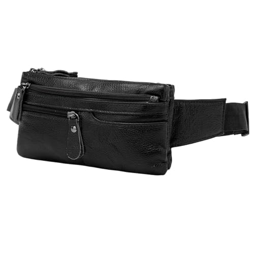 Herren-Hüfttasche aus echtem Leder, lässig, multifunktional, Umhängetasche(Black) von TABAGFKFNV