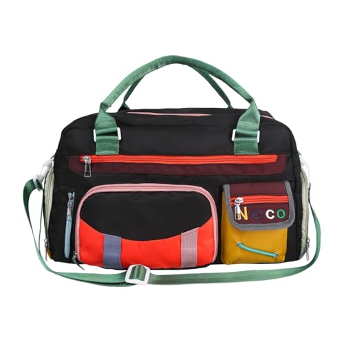 Kontrastfarbe Fitness Handtaschen for Männer und Frauen Schulter Messenger Damen Hand Tote Reisetaschen(Black) von TABAGFKFNV