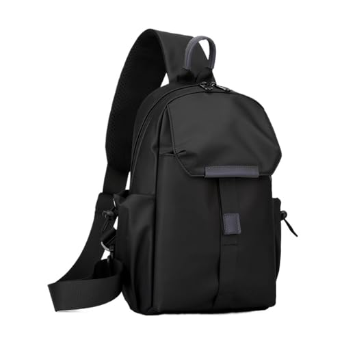 Männer Crossbody Reise Brust Nylon Taschen for die Arbeit Coole Mode Kapazität Handtaschen Große Taschen(Black) von TABAGFKFNV