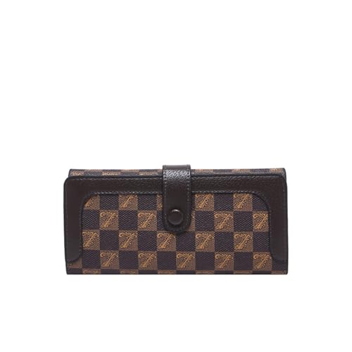 TABAGFKFNV Damen Lange Geldbörse Stil Leder Clip Echtes Integrierte Handtasche Multi Card Slot(Coffee) von TABAGFKFNV