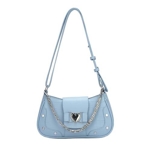 TABAGFKFNV Damen Unterarmtasche Modische und vielseitige Schulter-Crossbody-Tasche Geeignet for Einkaufen(Blue) von TABAGFKFNV