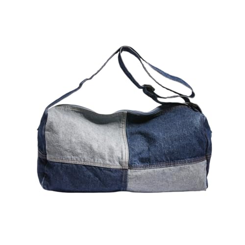 TABAGFKFNV Denim Damen Jeans Cross Canvas Umhängetasche Cowboy Hand Patchwork Messenger Bag(Blue color matching) von TABAGFKFNV