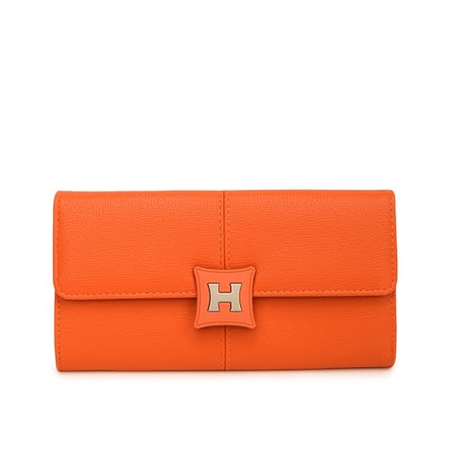 TABAGFKFNV Lange Damen-Geldbörse mit elegantem Design, Kartenetui aus Leder, geräumige Clutch, integriertes Münzfach(Orange) von TABAGFKFNV