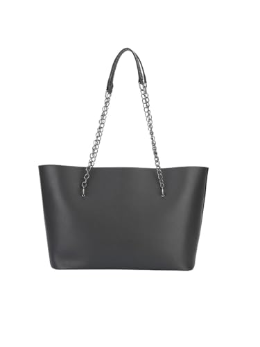 TABAGFKFNV Mode Leder Einkaufstasche Frauen Trend Damen einfache große Kapazität Schultertasche Handtasche(Black) von TABAGFKFNV