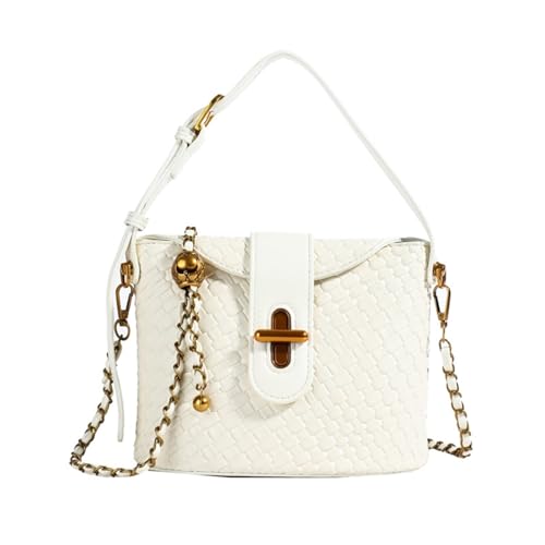 TABAGFKFNV Modische Beuteltasche for Damen, Nischendesign, Lederhandwerk, wandelbare Schulter- und Crossbody-Stile(White) von TABAGFKFNV