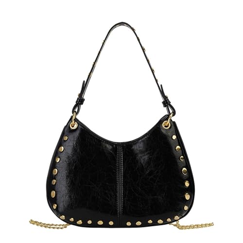 TABAGFKFNV Nieten Unterarm Tasche Casual Handtasche Retro Achselhöhle Shopping Datum Reise Crossbody(Black) von TABAGFKFNV