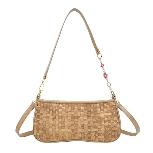 TABAGFKFNV Nischendesign Umhängetasche Metallkette Urlaub Shopping Pendeln Schulter Achseltasche(Khaki) von TABAGFKFNV