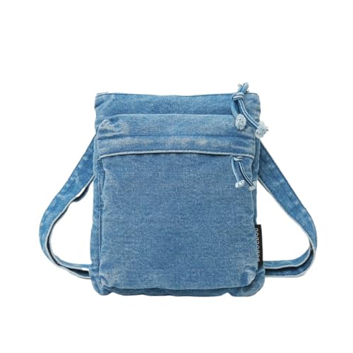 TABAGFKFNV Retro Umhängetaschen Multifunktions Denim Freizeit Messenger Paket Vintage Handtasche(Light blue) von TABAGFKFNV