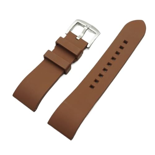 TABAGFKFNV Schnellverschluss-Uhrenarmbänder for Herren und Damen, Zubehör for Taucheruhren, hochwertiges Gummi-Uhrenarmband, 20 mm, 22 mm, 24 mm(Brown-silver,22mm) von TABAGFKFNV