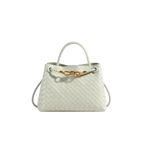 TABAGFKFNV Seilschnalle gewebte Tragetasche Umhängetasche tragbare Messenger Retro Damen vielseitig und einfach(White) von TABAGFKFNV