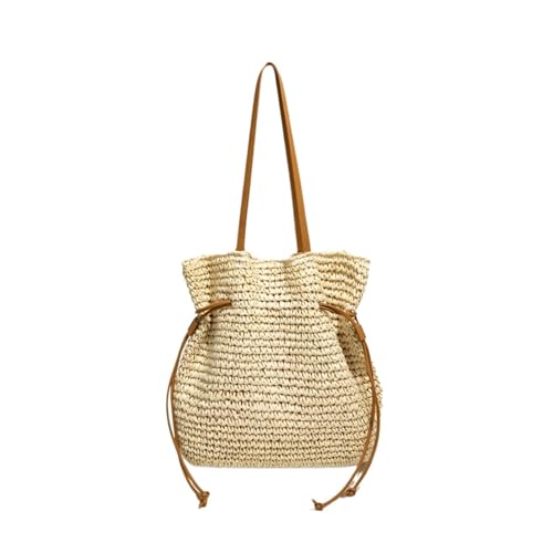 TABAGFKFNV Stroh Große Kapazität Tote Sommer Strand Frauen Schulter Taschen Handarbeit Gewebt Raffia Gewebt Frauen Taschen(Off-White) von TABAGFKFNV