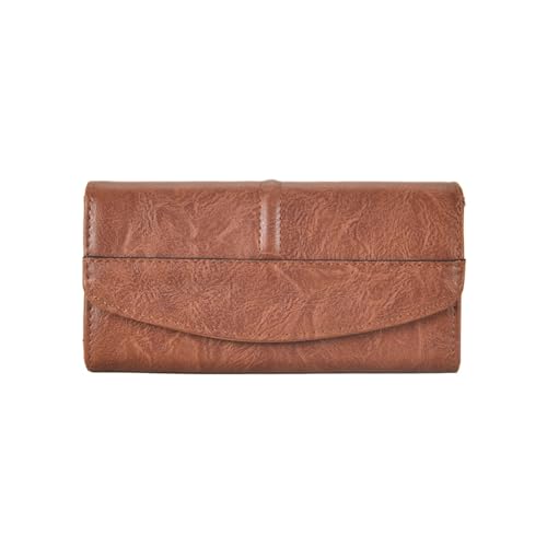TABAGFKFNV Vintage Trifold Brieftasche Frauen Lange PU Leder Brieftasche Weibliche Kupplung Geldbörse Haspe Weibliche Telefon Tasche Mädchen Karte(Brown) von TABAGFKFNV