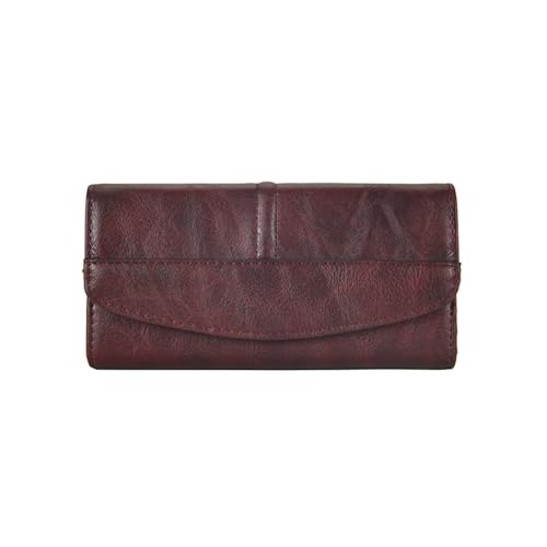 TABAGFKFNV Vintage Trifold Brieftasche Frauen Lange PU Leder Brieftasche Weibliche Kupplung Geldbörse Haspe Weibliche Telefon Tasche Mädchen Karte(Wine red) von TABAGFKFNV
