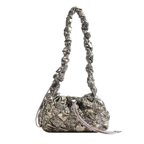 TABAGFKFNV Vintage Umhängetaschen for Frauen Plissee Wolke Große Kapazität Pendler Reise Shopper Handtaschen(Gold) von TABAGFKFNV