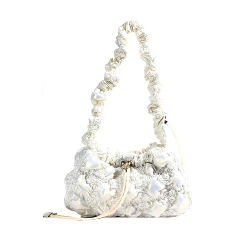 TABAGFKFNV Vintage Umhängetaschen for Frauen Plissee Wolke Große Kapazität Pendler Reise Shopper Handtaschen(White) von TABAGFKFNV