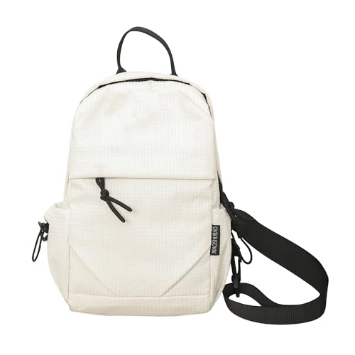 Tragbare Messenger Bag Damen Multifunktionale Brust Kleiner Rucksack All Match Umhängetasche(White) von TABAGFKFNV