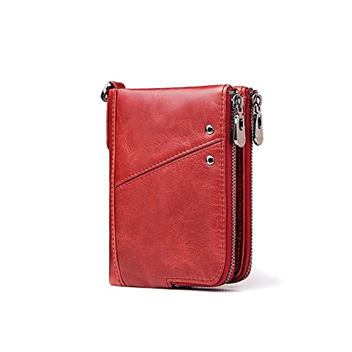 TABKER Geldbörse Echtes Leder Frauen Brieftasche Weibliche Rote Münze Geldbörse Kleine Walet Geld Tasche Lady Mini Karteninhaber (Color : Red) von TABKER