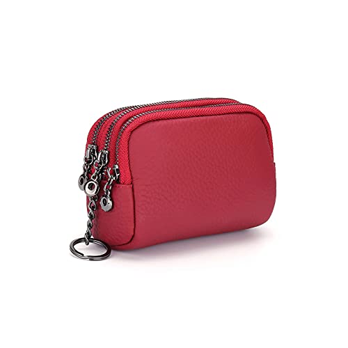 TABKER Geldbörse Echtes Leder weiche münze geldbörse weibliche Mini münze geldbörse Wallet Card case Brieftasche (Color : Red) von TABKER