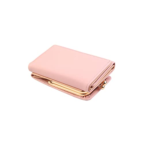 TABKER Geldbörse Frauen Brieftasche Mode Kurzkartenhalter Multifunktions-Tri-Fold-Klartext-Webart-Münzbörse Leder-Geldbörsen (Color : Pink) von TABKER
