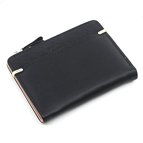 TABKER Geldbörse Frauen Geldbörse Kurze Frauen Münze Geldbörse Mode Brieftaschen for Frau Kartenhalter Kleine Damen Brieftasche Weibliche Haspe Mini Clutch for Mädchen (Color : Black) von TABKER