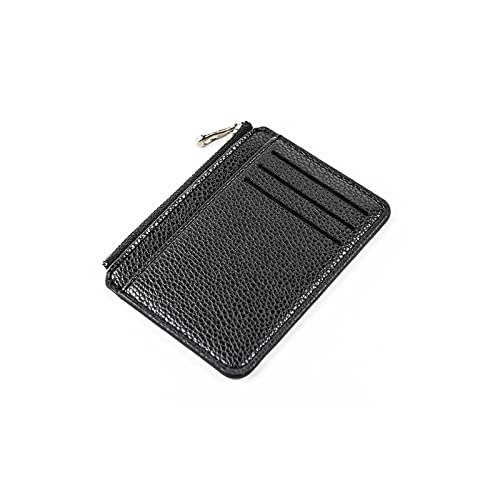 TABKER Geldbörse Frauenkartenhalter Pu. Leder-Unisex-Reißverschluss-Visitenkarten-Kastenkredit-Mini-Karten-Tasche (Color : Black) von TABKER