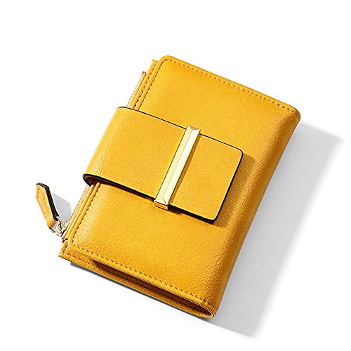 TABKER Geldbörse Kleine Brieftasche Frauen Kartenhalter Zipper Münze Geldbörse weich PU. Lederdamen Brieftasche kurz (Color : Yellow) von TABKER