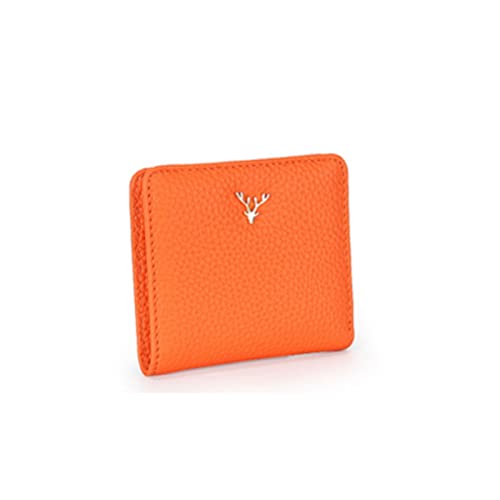 TABKER Geldbörse Leder Geldbörse Kurzfrauenkompact-Münz-Geldbörse Mode volle Rindsleder-Bifold-Geldbörse (Color : Orange) von TABKER