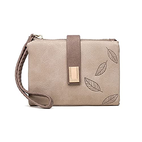 TABKER Geldbörse Mode Damen Brieftasche Reißverschluss Schnalle Kleine Geldtasche Kreditkartenhalter Leder (Color : Khaki) von TABKER