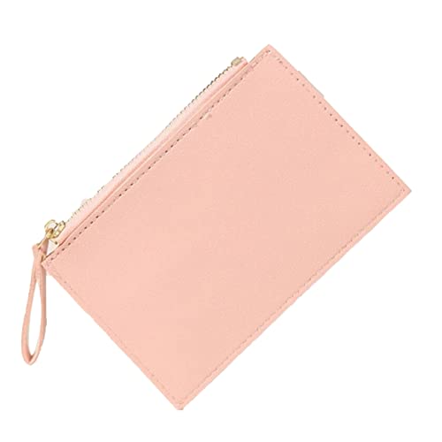 TABKER Handtaschen für Damen Women Wallets Zipper Leather Purse Mini Key Chain Small Wallet Multi-Card Bit Card Holder Card Holder (Color : Pink) von TABKER