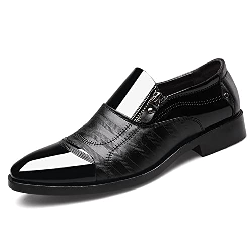 TABKER Schuhe für Herren Classic Business Men's Dress Shoes Elegant Formal Wedding Shoes Men Slip On Office Oxford Shoes for Men Black Brown (Color : Black, Size : 7.5) von TABKER