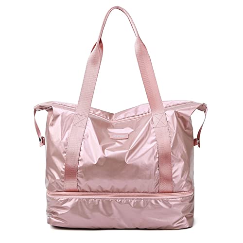 TABKER Turnbeutel Reisetasche Frauen Patchwork Große Tasche für Frauen Rosa Seesack Schuhorganisator wasserdichte Wochenendtasche Sport Yoga Schwimmtasche (Color : D) von TABKER