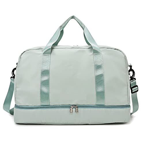 TABKER Turnbeutel Trocken- und Nasstrennung Reisetasche Damen Seesack Handtaschen Damen Fitness Sporttasche Gepäck Organizer Yogatasche Wochenendtasche (Color : Green) von TABKER