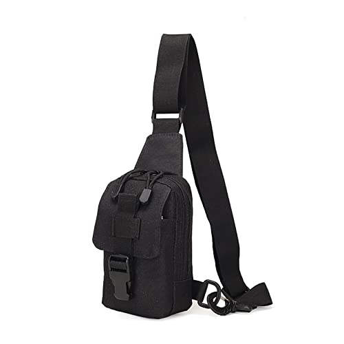 TABKER Umhängetasche Herren Chest Bag Military Trekking Pack Sports Bag Shoulder Bag Crossbody Pack Assault Pouch for Hiking Cycling Campin (Color : Black) von TABKER