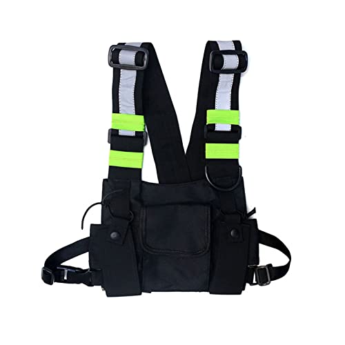 TABKER Umhängetasche Herren Functional Chest Bag Men's Vest Bag Waist Bag Black Chest Bag (Color : C) von TABKER