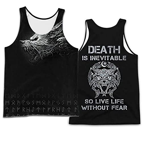 TABTAG Fenrir Wolf Tanktops für Herren Wikinger 3D Drucken Schnell Trocknend Muskel Shirt Trainings Weste Sport Fitness Bodybuilding Armelloses T-Shirt Casual Streetwear Tops,Fenrir a,4XL von TABTAG