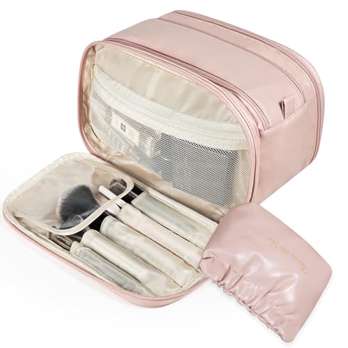 TAC5TAC 2-in-1-Make-up-Taschen-Set mit Mini-Tasche – große Kapazität, Reise-Kosmetik-Organizer, transparenter Flip-Cover-Pinselhalter, wasserabweisendes PU-Leder von TAC5TAC