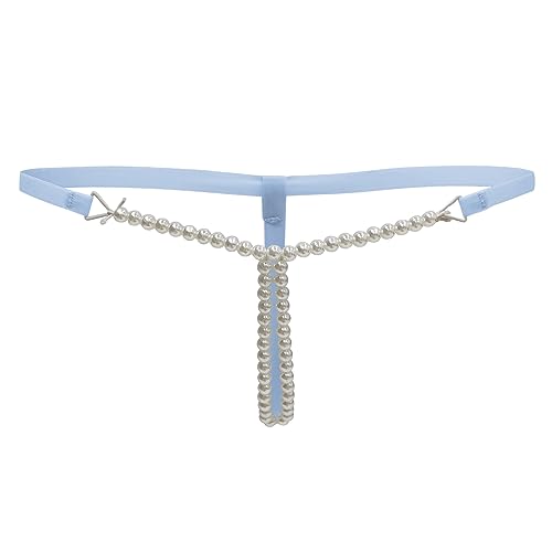 TACKTIMES Damen Low Rise G-String T-Rücken Tangas Unterwäsche V-String Bikini Mini Slips (Einheitsgröße, Blau) von TACKTIMES