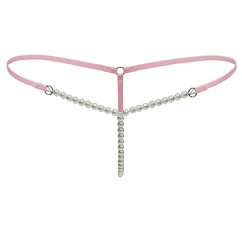 TACKTIMES Damen Low Rise G-String T-Rücken Tangas Unterwäsche V-String Bikini Mini Slips (Einheitsgröße, Rosa A) von TACKTIMES