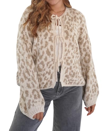 TACSTRUN Damen Leichte Cropped Strickjacke Pullover Weiche Krawatte - Vorne Vorne Offen Trendy Herbst Casual Dressy,Messing,S von TACSTRUN