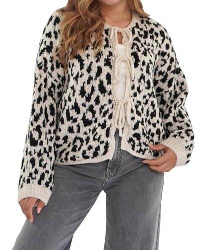 TACSTRUN Damen Leichte Cropped Strickjacke Pullover Weiche Krawatte - Vorne Vorne Offen Trendy Herbst Casual Dressy,Schwarz,S von TACSTRUN