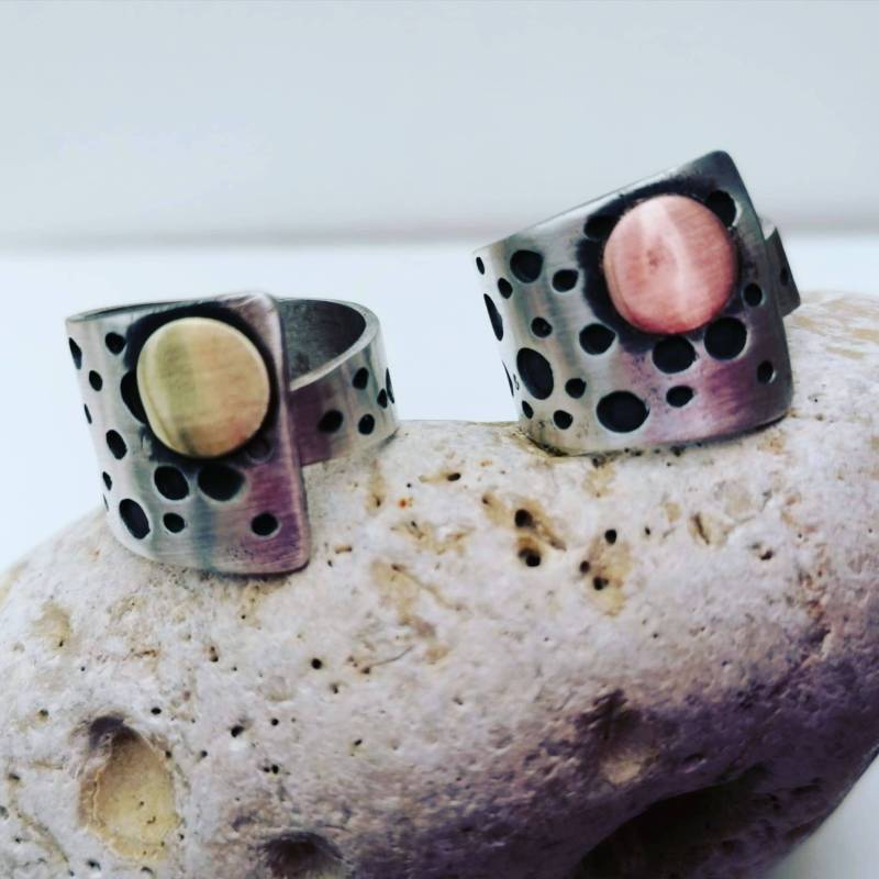 Silberring Mit Kupfer Oder Messing, Cosmos Kollektion. Verstellbar. 100% Handgefertigt. Unisex-Ring. Statement-Ring. Oxidiert Silberring Mit Kupfer Oder Messing, Cosmos Kollektion. Verstellbar. 100% Handgefertigt. Unisex-Ring. Statement-Ring. Oxidiert von TACTEJEWELS