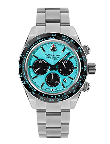 TACTICAL FROG 41mm Uhren für Männer - Panda Chronograph VS75A V1 Solar Quarzwerk Uhren Saphir C3 Leuchtmasse 200M Wasserdicht von TACTICAL FROG