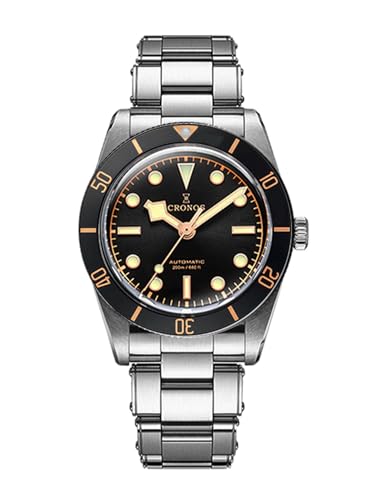 TACTICAL FROG Cronos L6033 37mm BB54 Automatik-Uhren PT5000 Saphir Herren-Tauchuhr Edelstahl 200M Wasserdicht, Schwarz Gold von TACTICAL FROG