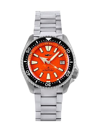 TACTICAL FROG Heimdallr Titan-Taucheruhren für Herren, 42 mm NH35A-Uhrwerk, Super-Luminova, automatische Herrenuhren, 200 Meter wasserdicht, Orange/Abendrot im Zickzackmuster (Sunset Chevron), Moderne von TACTICAL FROG