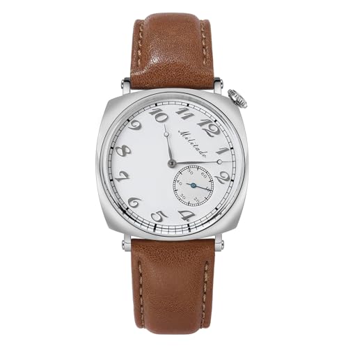 TACTICAL FROG MILITADO 36mm Mechanische Uhren für Herren, ML11 ST1701K Automatikuhr, 100M Wasserdicht Selbstaufzug gewölbte Saphirglas Armbanduhr (Weiß, Braun) von TACTICAL FROG