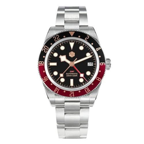 San Martin SN0109G V2 Automatik Herrenuhr, NH34 Uhrwerk 39mm Taucheruhren, 10 Bar wasserdicht Saphirglas BGW-9 leuchtende mechanische Uhr (Gold) von TACTICAL FROG