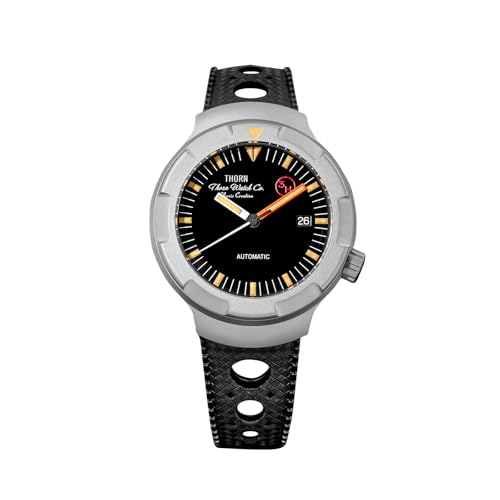 TACTICAL FROG Thorn Uhr für Herren – T011 Titan automatische mechanische Uhren, 41 mm, Taucher, wasserdicht, klassische Uhr mit FKM-Armband, Schwarz von TACTICAL FROG