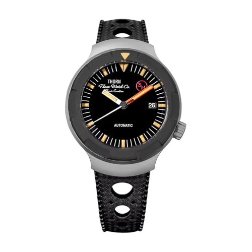 Thorn T018 Titanium Watch PT5000 Movement 41.9 MM Herrenuhr mit Fluorkautschuk Armband Wasserdicht 200M, Schwarz von TACTICAL FROG
